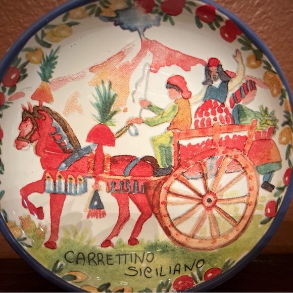 Williams Sonoma Italian Carrettino Siciliano Horse Drawn Cart 5.5” Bowl Dish - Picture 2 of 4
